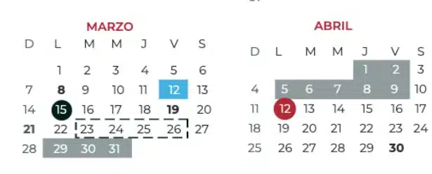 Calendario SEP Marzo-Abril 2021