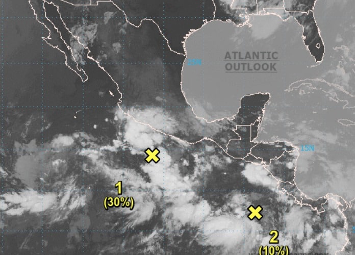 Dos zonas de inestabilidad se vigilan en el Pacífico Mexicano