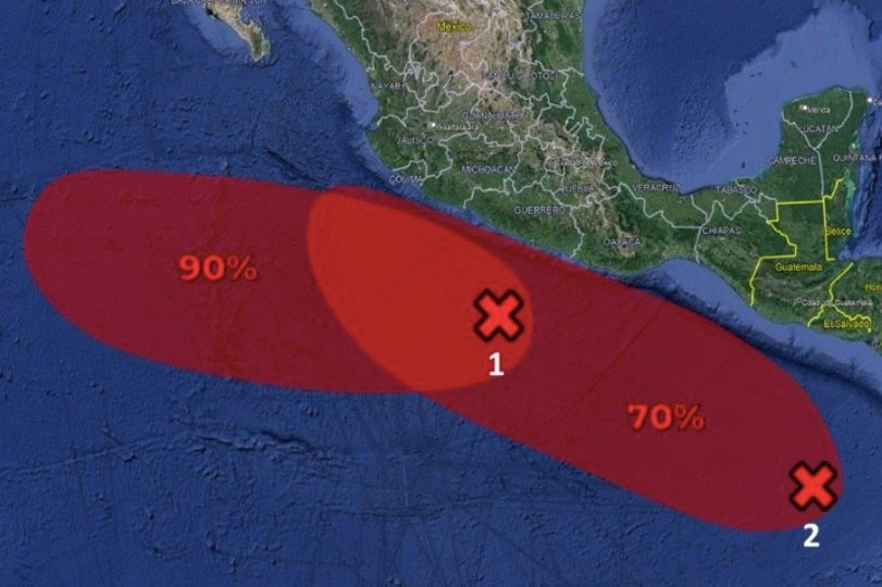 Dos zonas de inestabilidad se vigilan en el Pacífico Mexicano
