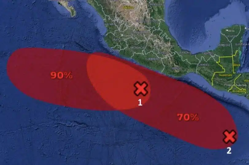 Dos zonas de inestabilidad se vigilan en el Pacífico Mexicano