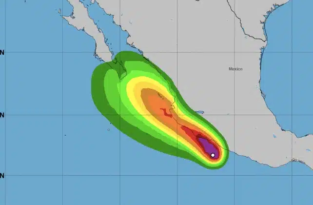 Mapa del Meteorológico Nacional sobre el huracán Beatriz