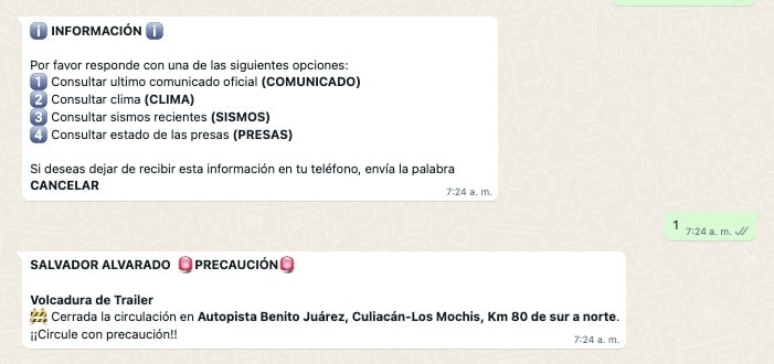 Conversación de WhatsApp del bot Katrina