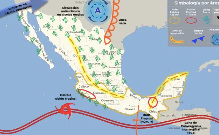 Mapa del SMN con el pronóstico extendido