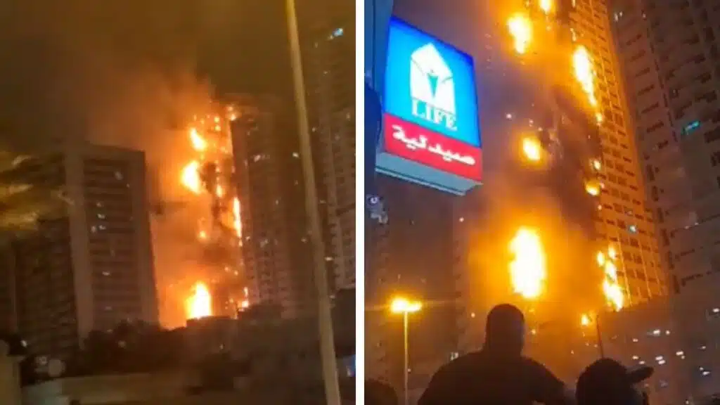 Reportan fuerte incendio en edificio residencial de Emiratos Árabes Unidos