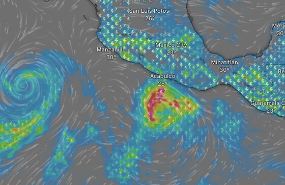 Mapa clima ciclón Beatriz