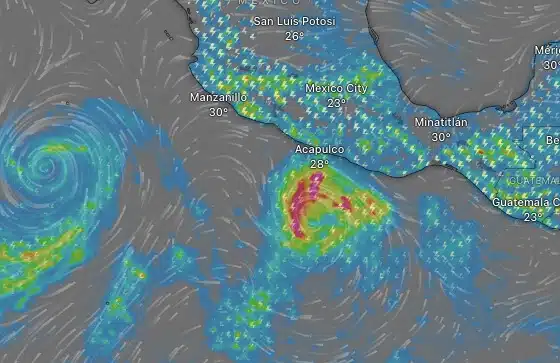 Mapa clima ciclón Beatriz