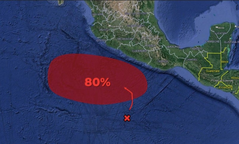 Zona de baja presión en el Océano Pacífico