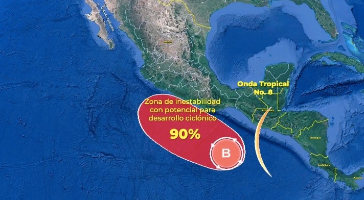Mantienen vigilancia a una zona de inestabilidad en el Pacífico Mexicano