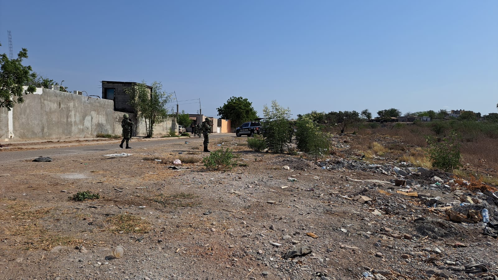 Zona del hallazgo de un cuerpo sin vida este miércoles en Prados del Sur Culiacán