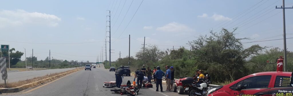 motociclista resulta herido tras ser arrollado por un Audi sobre la carretera méxico  15, en la salida norte de culiacán.