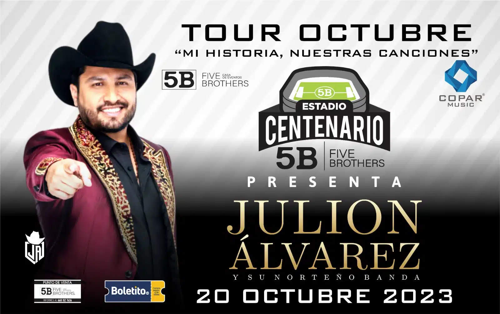 Anuncio publicitario del próximo concierto de Julión Álvarez en Los Mochis
