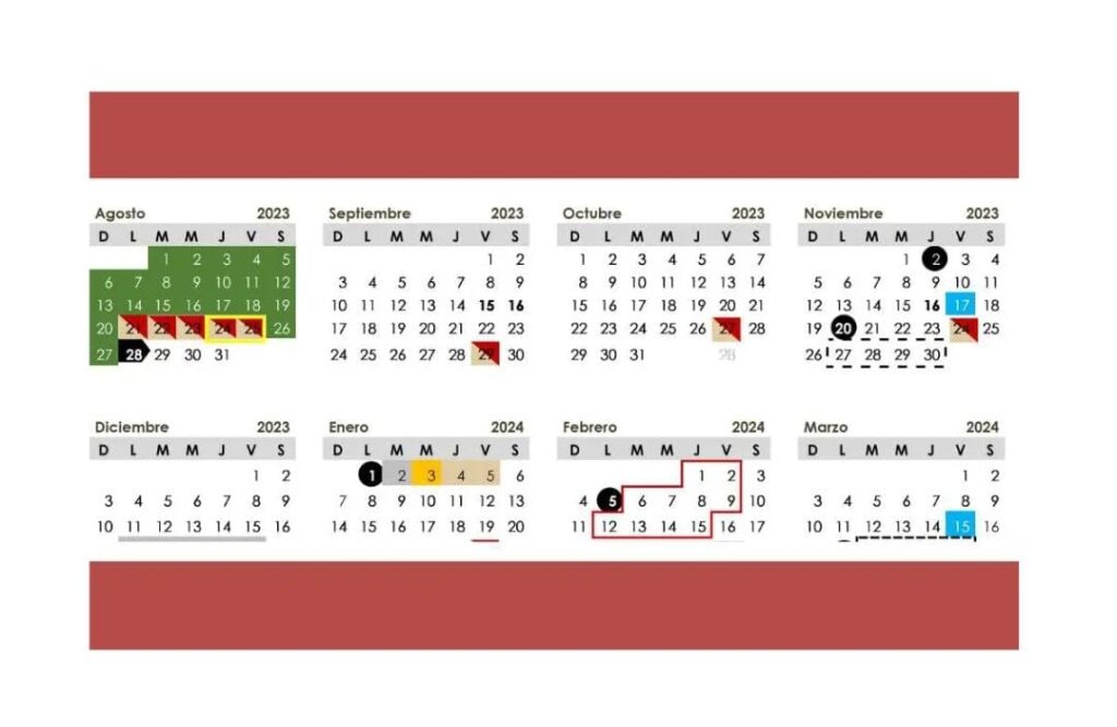Calendario escolar, ciclo escolar 2023-2024