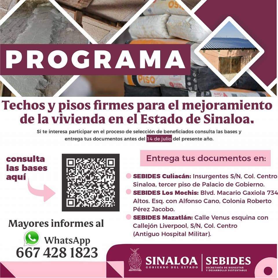 convocatoria para el programa Techos y Piso Firmes