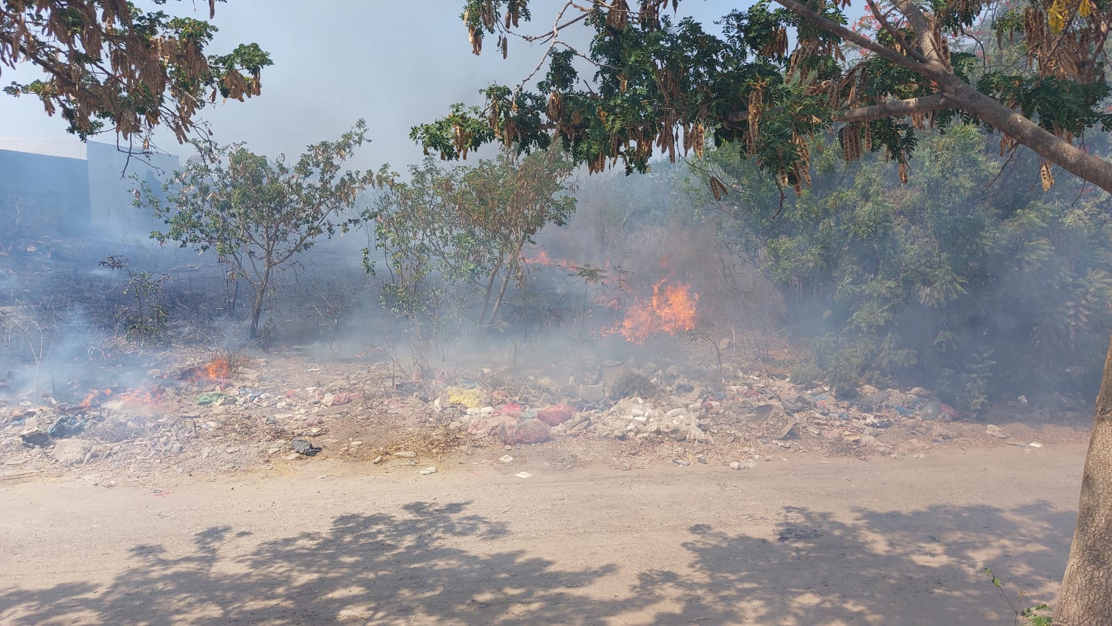 Incendio consume consumen lote baldío cerca de El Castillo, Mazatlán