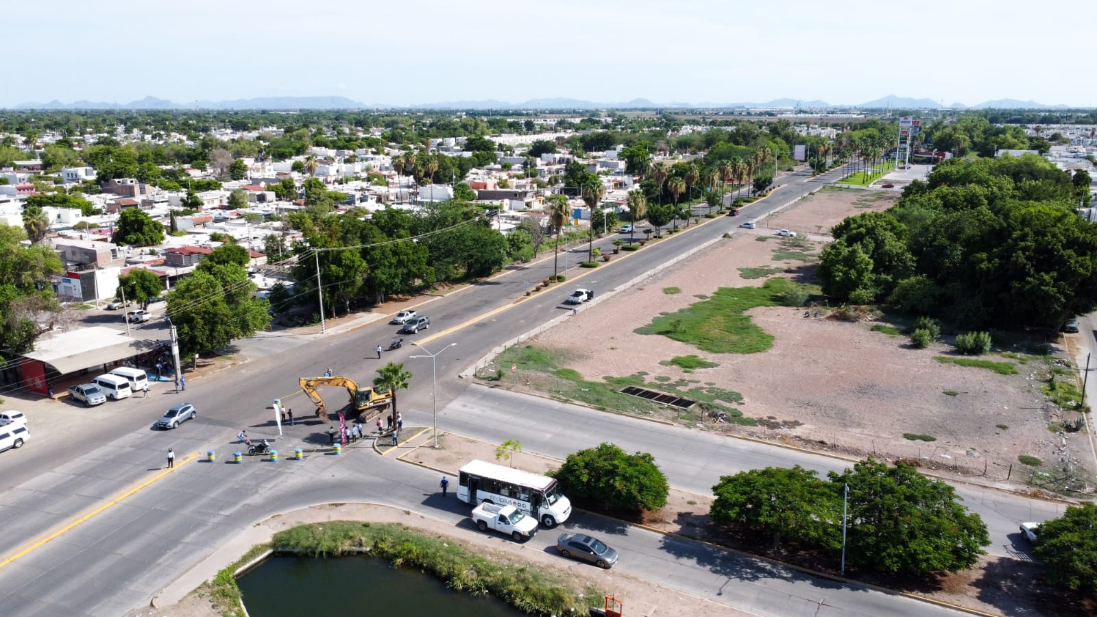 Vista aérea del Bulevar Rosales de Los Mochis