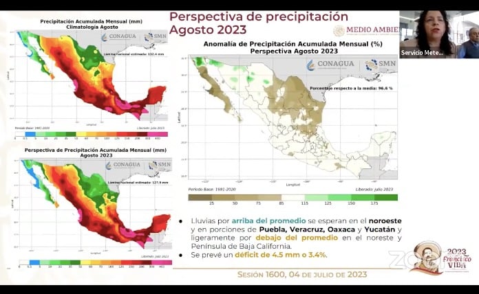 Perspectiva de lluvias para el mes de agosto de 2023