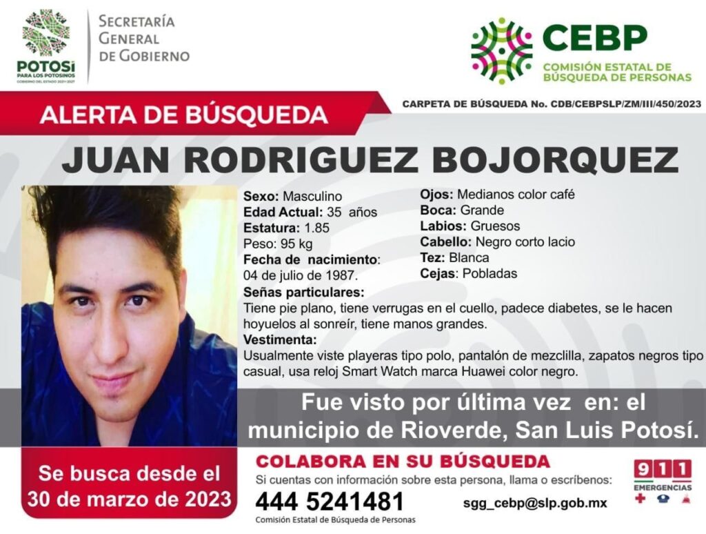 Ficha de búsqueda de Juan Rodríguez Bojórquez