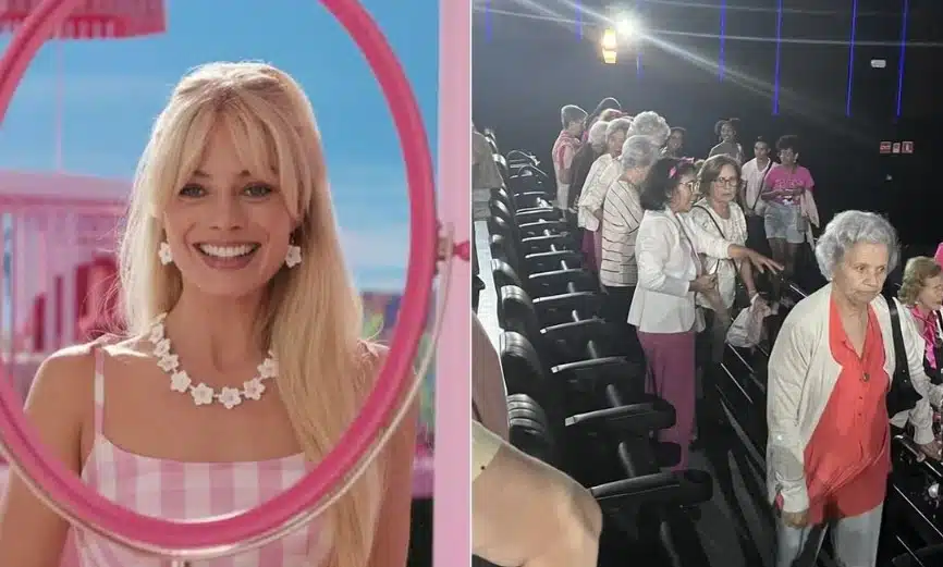 Abuelitas se visten de rosa para ir a ver Barbie