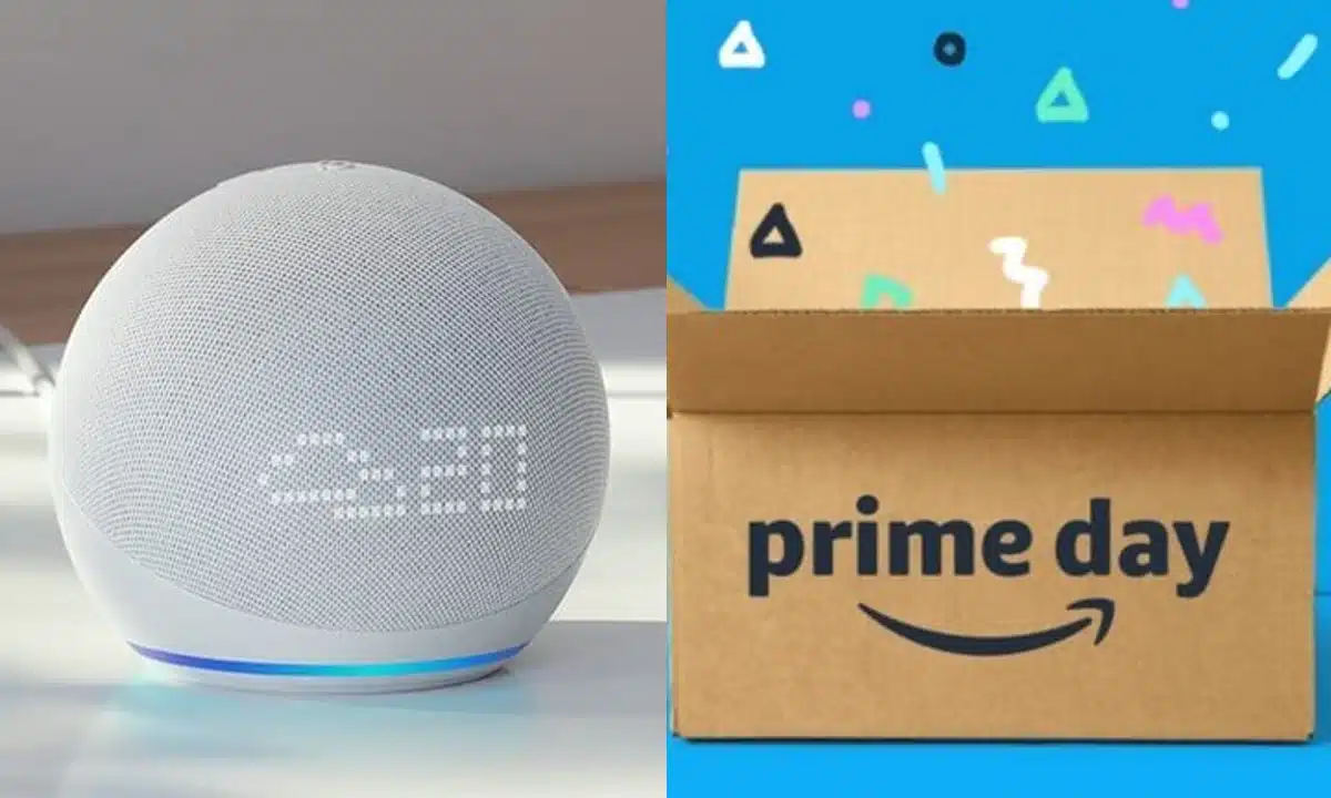 Bocina inteligente de Alexa e imagen promocional por el Prime Day de Amazon