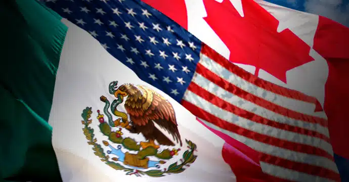 Banderas de México EU y Canadá