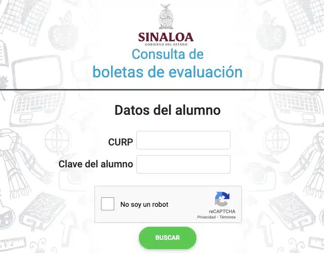 Logotipo del estado de Sinaloa, letras, números y un botón