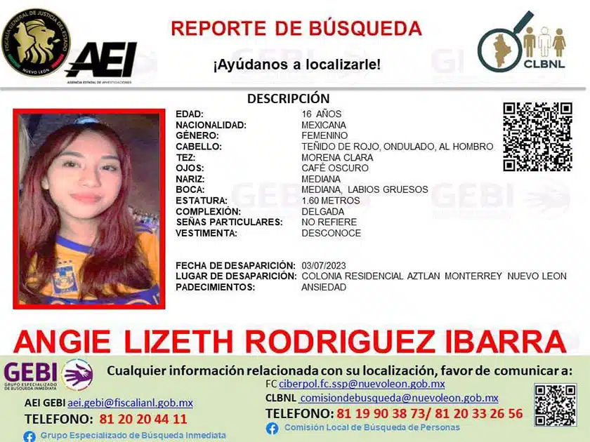 Buscan a la niña Angie Lizbeth, desapareció en Monterrey