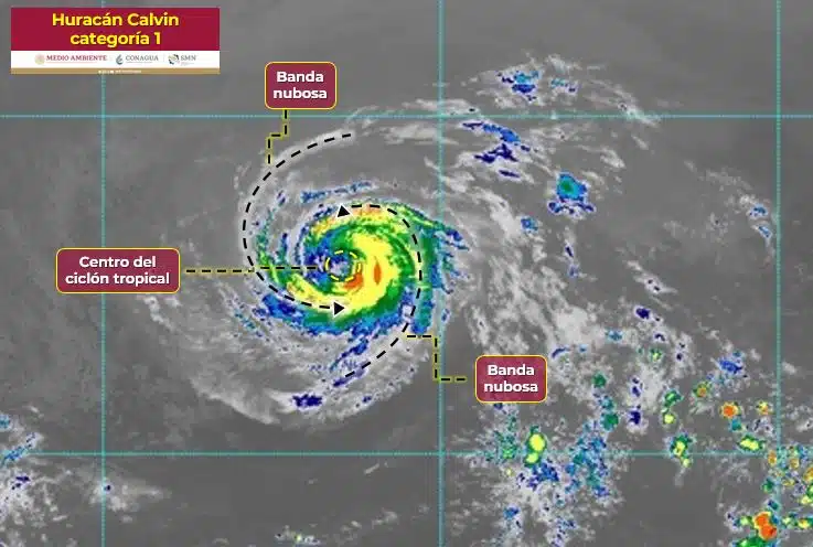 Imagen satelital del huracán Calvin en el Pacífico