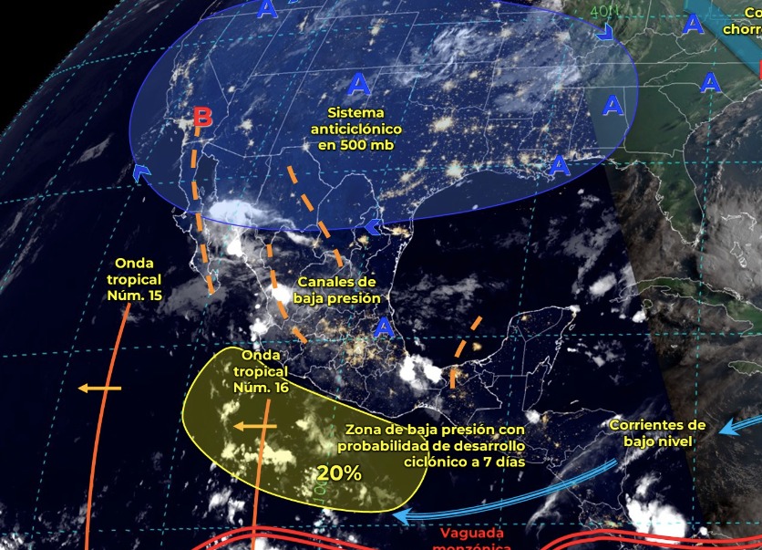 Mapa del Servicio Meteorológico Nacional con sistemas activos