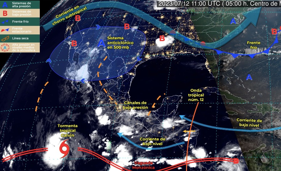 Mapa del Servicio Meteorológico Nacional con sistemas activos
