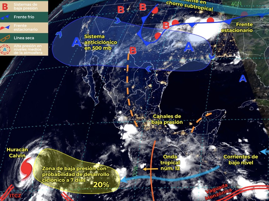 Mapa del Servicio Meteorológico Nacional con sistemas activos