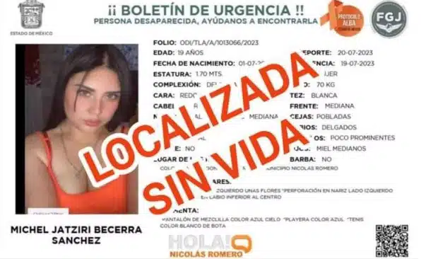 Mujer de 19 años es localizada sin vida en Edomex 