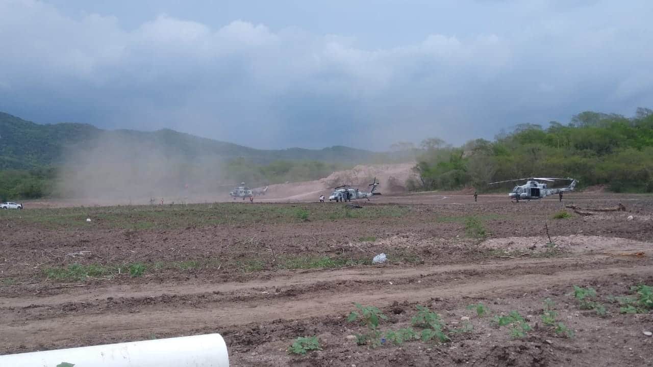 EN HELICOPTERO LLEGADA DE AMLO A MAZATLÁN
