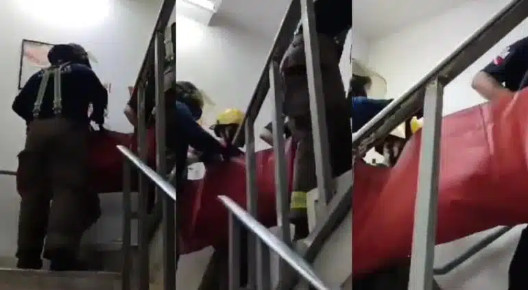 ¡Ahora en el ISSSTE! Elevador falla en hospital de Sonora y bomberos suben a paciente por las escaleras