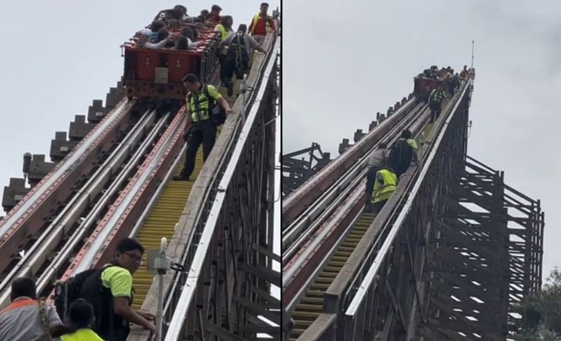 Usuarios quedan atrapados en juego mecánico six flags
