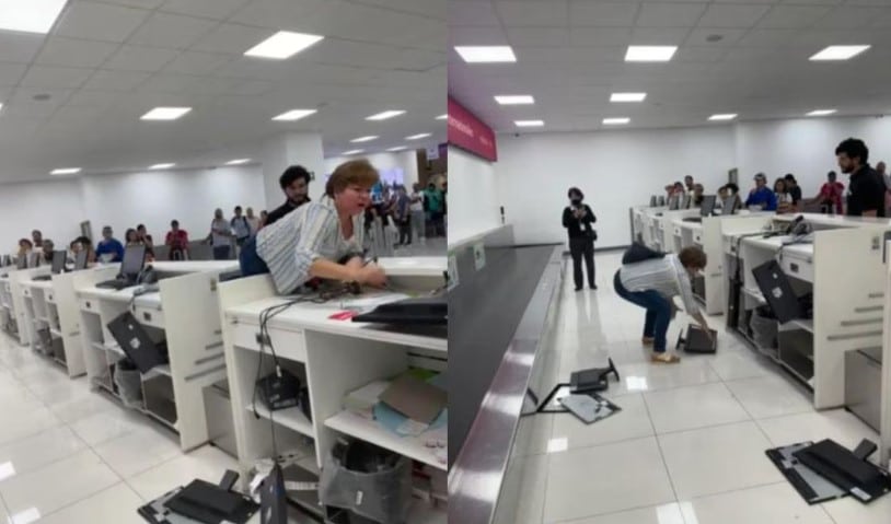 Mujer enfurece en el AICM