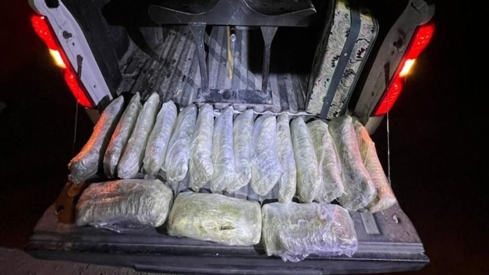 Maleta con marihuana decomisada en San Luis Potosí