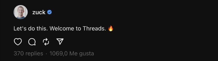 Mark Zuckerberg  da la bienvenida a Threads
