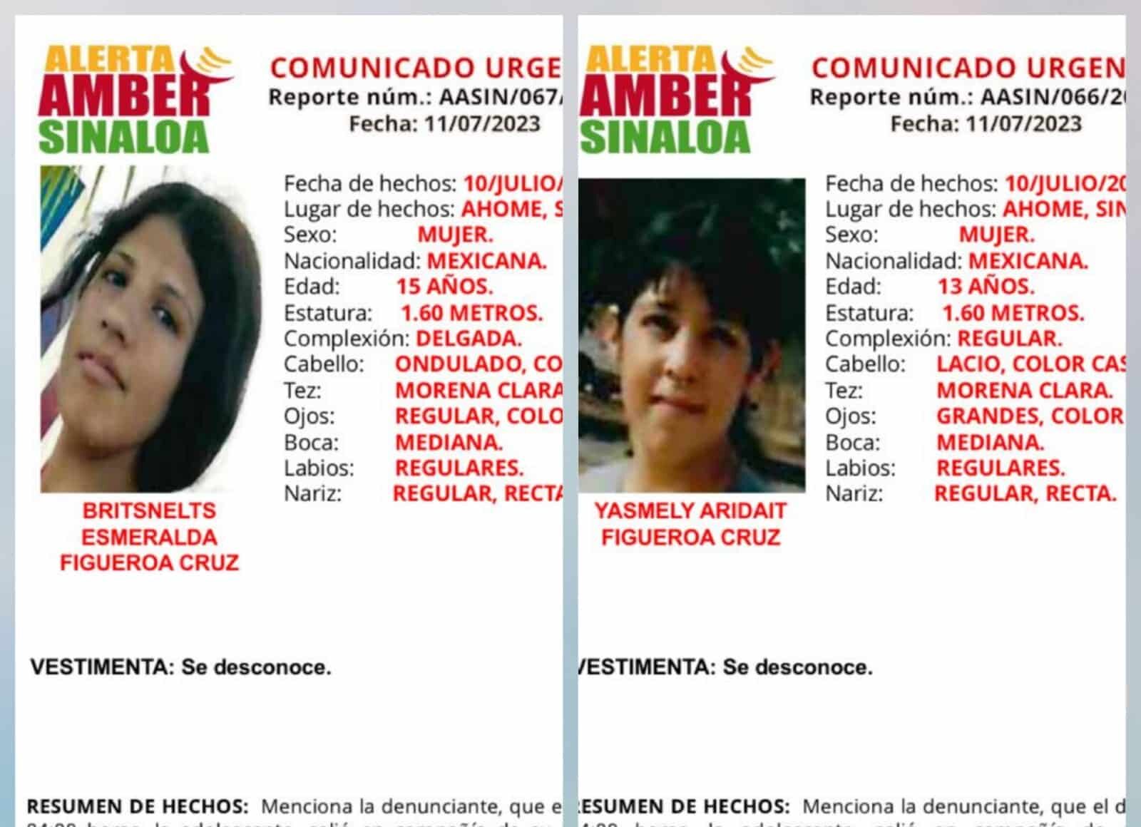 Yasmely Aridait Figueroa Cruz y Britsnelt Esmeralda Figueroa se encuentran desaparecidas.