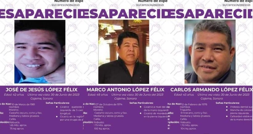 Tres policías localizados sin vida en Sonora