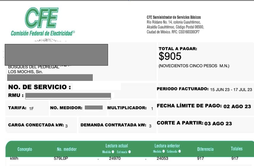 Recibo de la luz