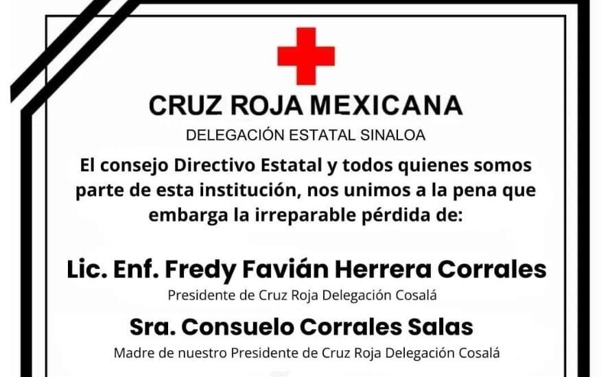 CNFIRMAN FALLECIMIENTO DEL presidente de Cruz Roja Cosalá.
