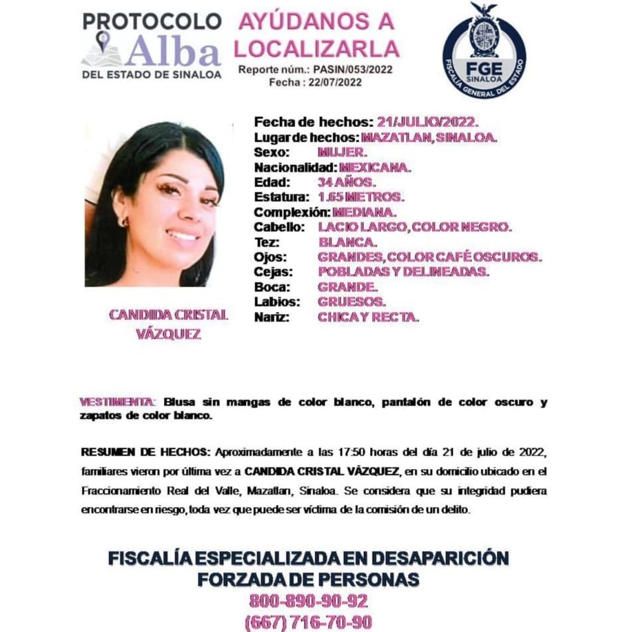 المذيع المفقود Candida Cristal Vasquez "سوليس"