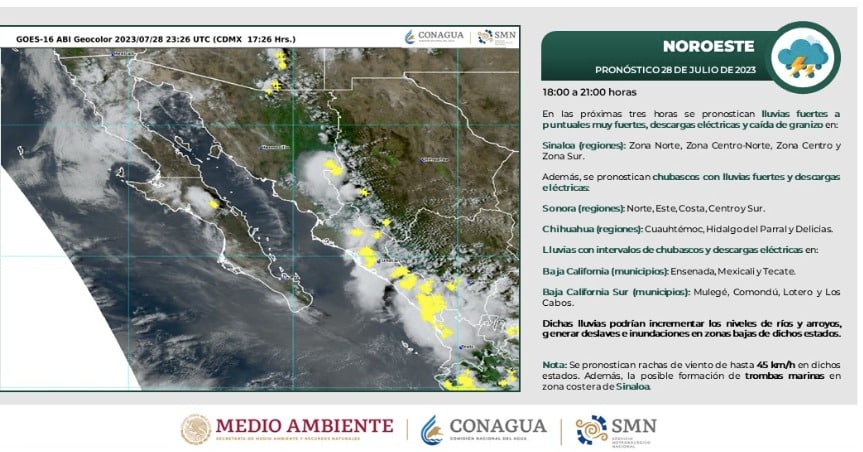 Foto 3: Pronóstico del clima extendido para Sinaloa. Foto: Metreored.mx
