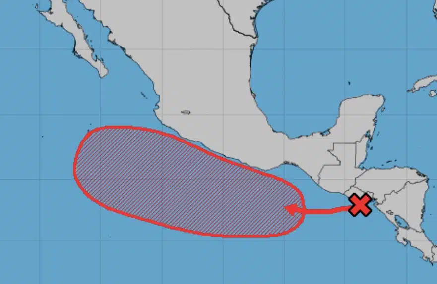 Mapa de México sobre el desarrollo ciclónico