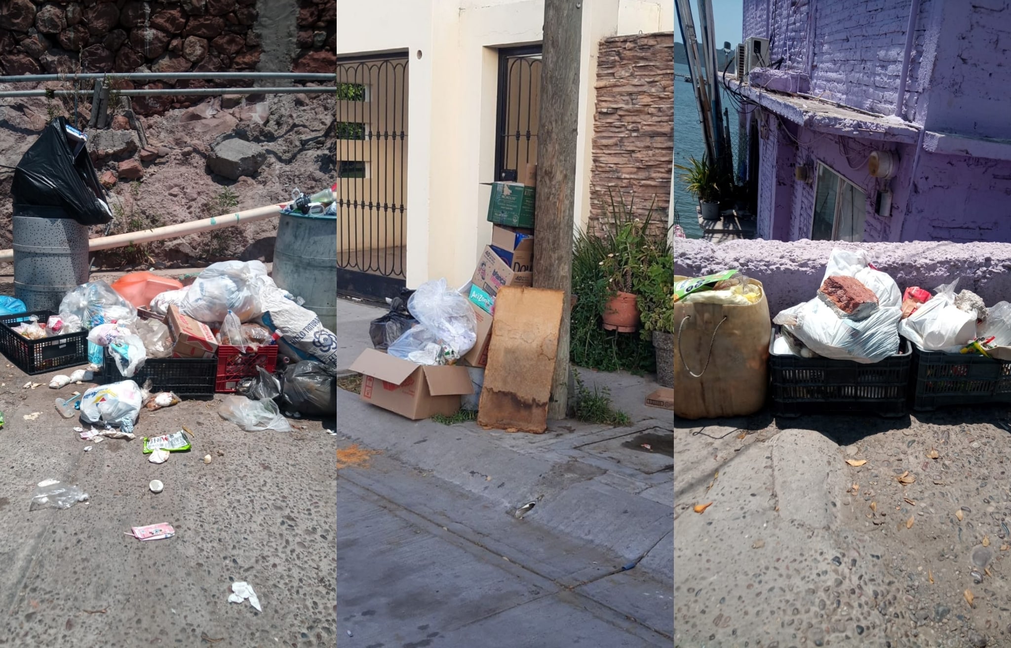 Basura en las calles y afuera de casas