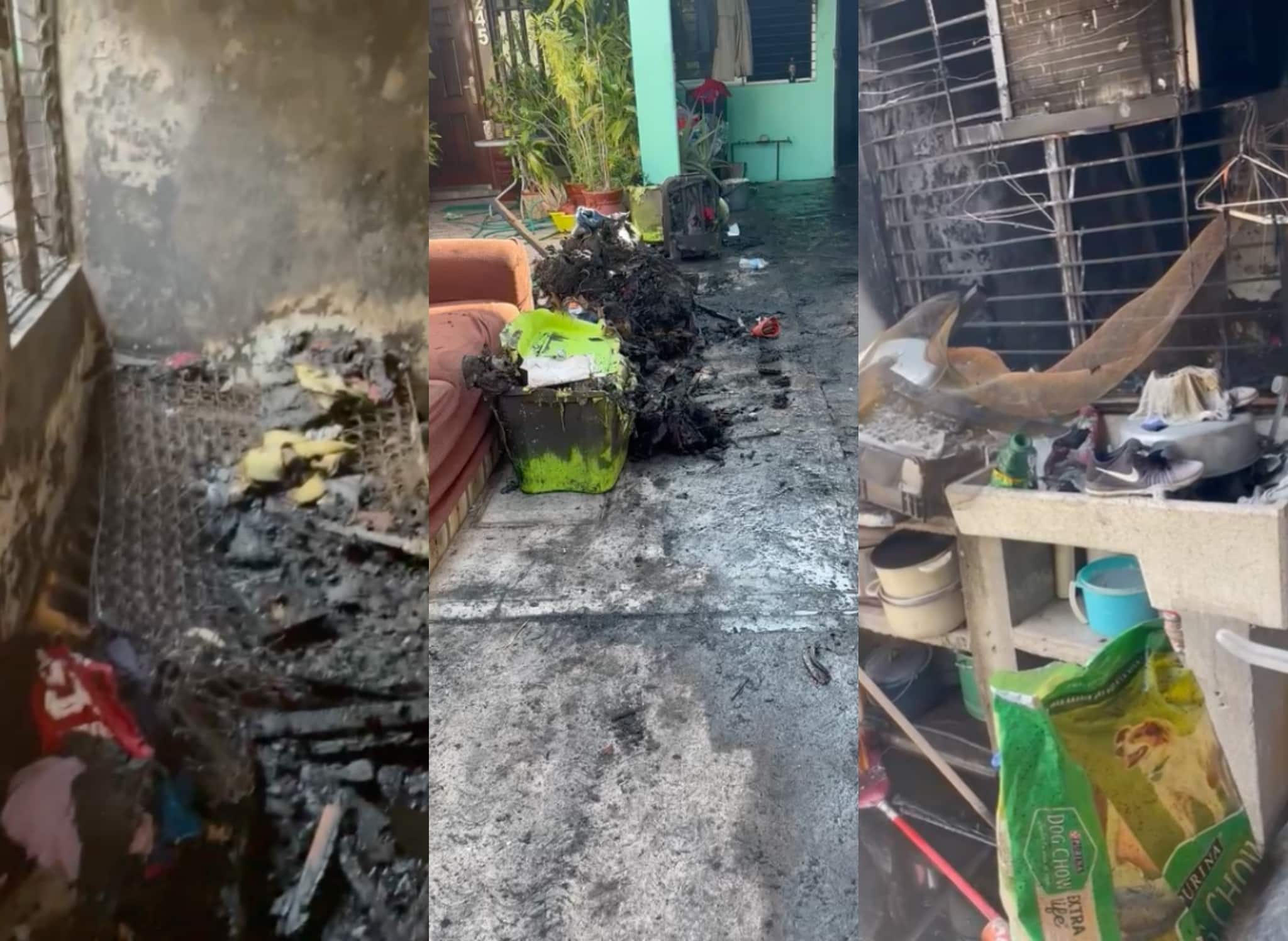 Interior y exterior de una casa incendiada en Culiacán