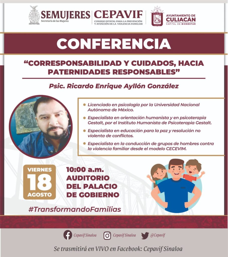 Invitación a conferencia Corresponsabilidad y cuidados hacia paternidades responsables