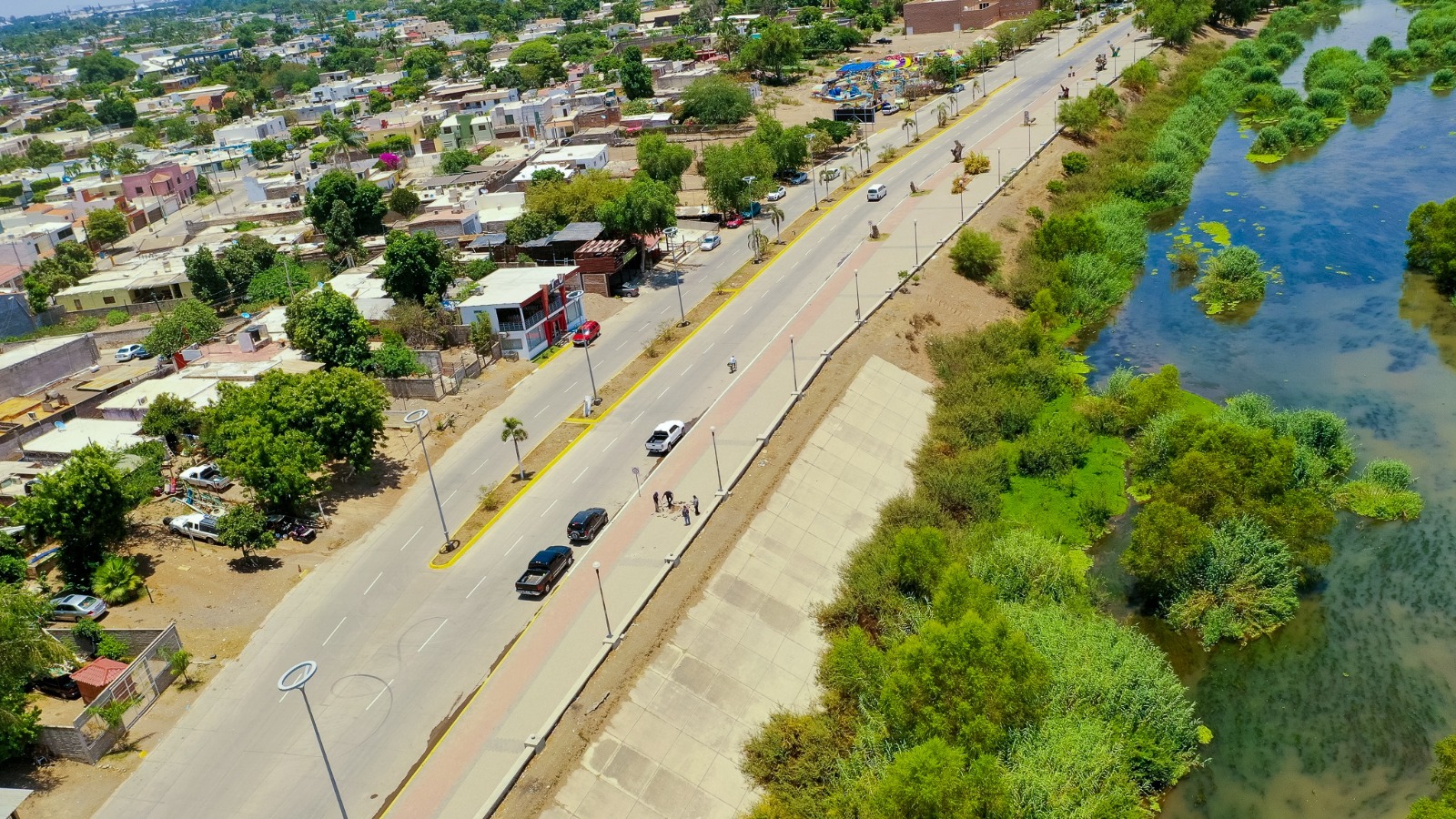 Vista aérea del malecón de Guasave