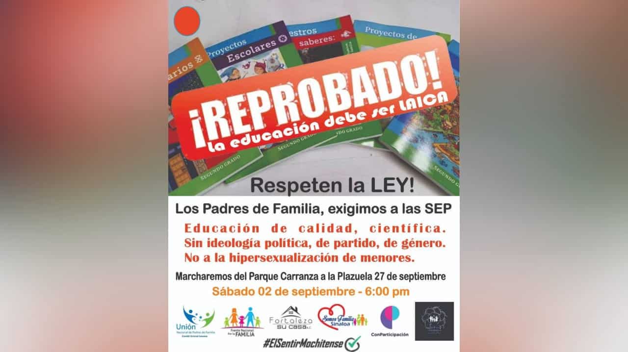 convocan a marcha contra nuevos libros escolares en Los Mochis