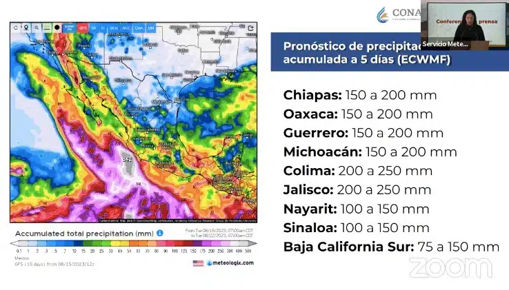 Pronóstico de lluvias por ciclón Hilary en estados de México